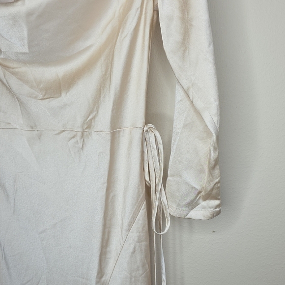 Oyster Cowl Neck Long Sleeve Floor Length Gown - Picture 3 of 7